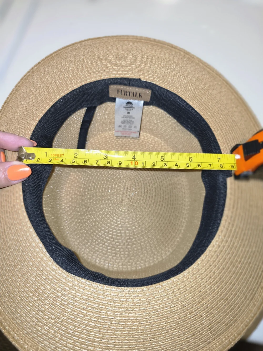 Women's Tan Straw Boater Hat with Cream Band